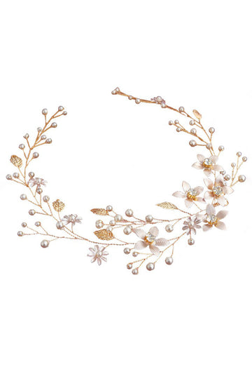 Perle Haarrebe Gold Kristall Blume Braut Haarschmuck